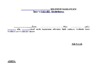 Belediye Dilekçe Örneği