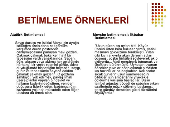 Betimleme rnekleri